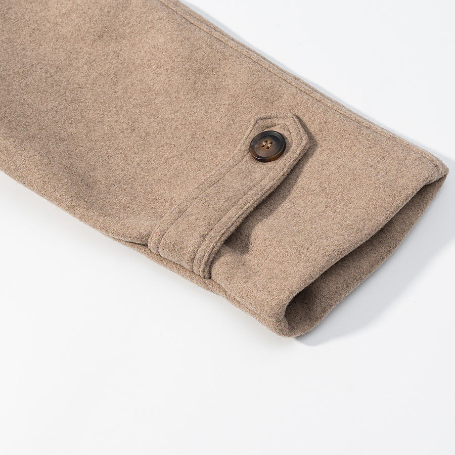 Damen Elegante Wolljacke mit hohem Kragen und dekorativen Knöpfen Drune
