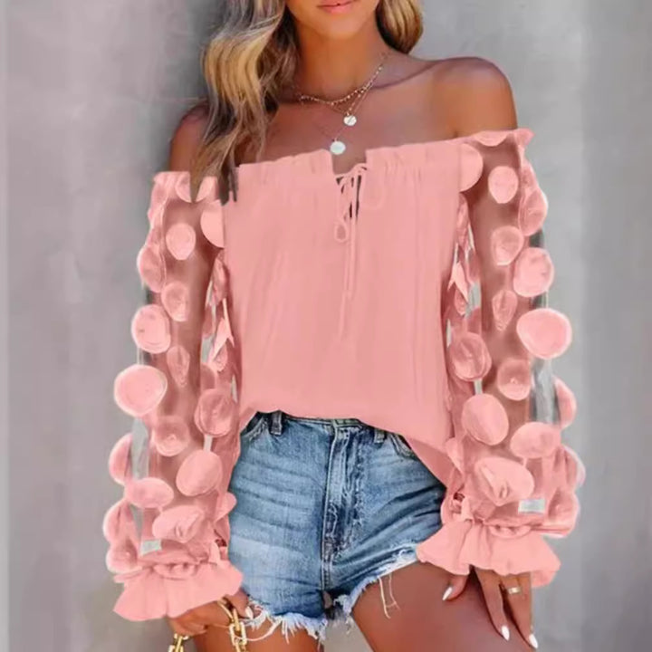 Damen Off-Shoulder Bluse mit dekorativen Puffärmeln Drune