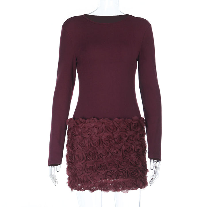 Damen Bodycon Minikleid mit floralem Rüschensaum Drune