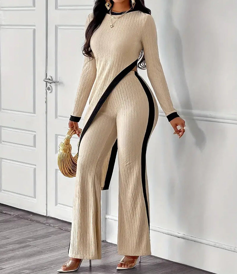 Damen lässiger Jumpsuit mit strukturiertem Stoff und kontrastierenden Details Drune