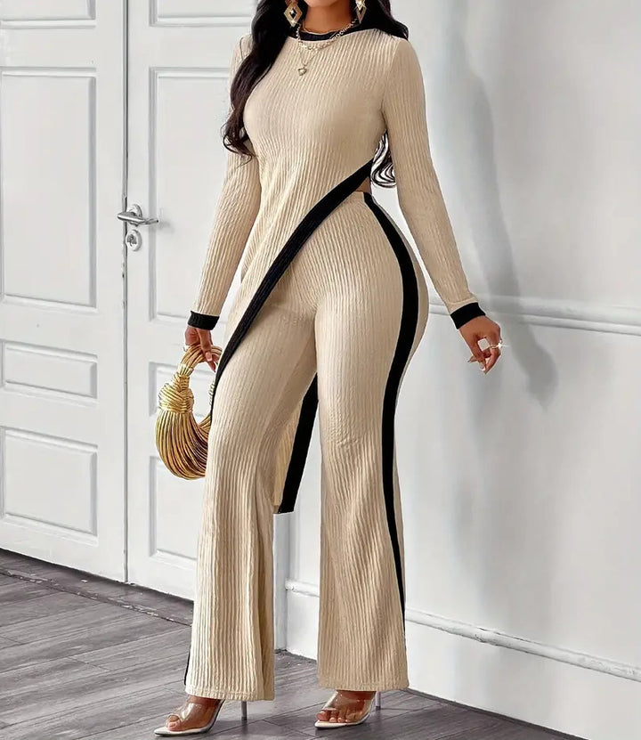 Damen lässiger Jumpsuit mit strukturiertem Stoff und kontrastierenden Details Drune