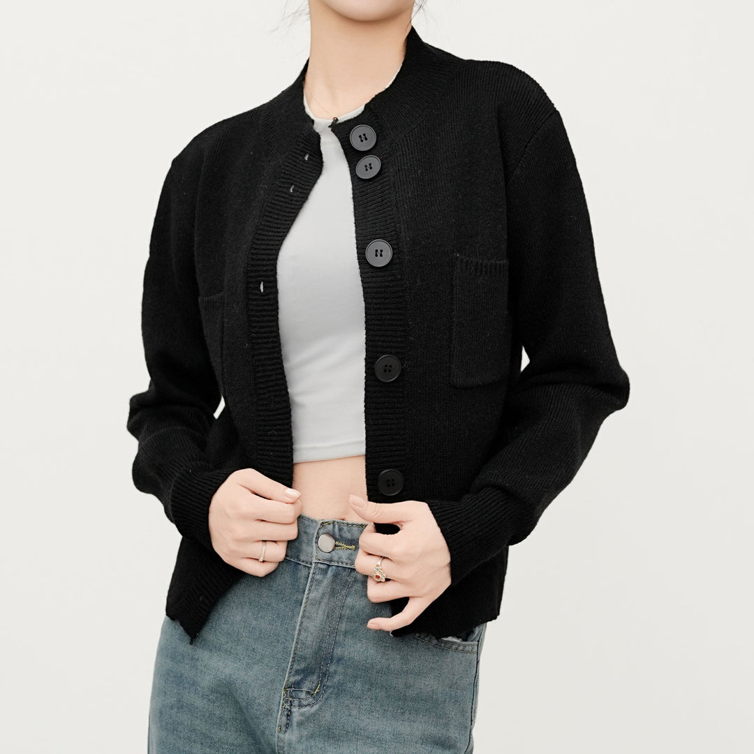 Damen Strickjacke mit Knopfleiste und praktischer Brusttasche Drune