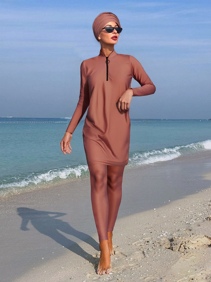 Damen Sportlicher Badeanzug mit langärmligem Design und hohem UV-Schutz Drune