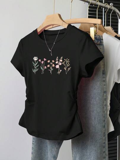 Damen Crop-T-Shirt mit figurbetontem Schnitt und modernem Design Drune