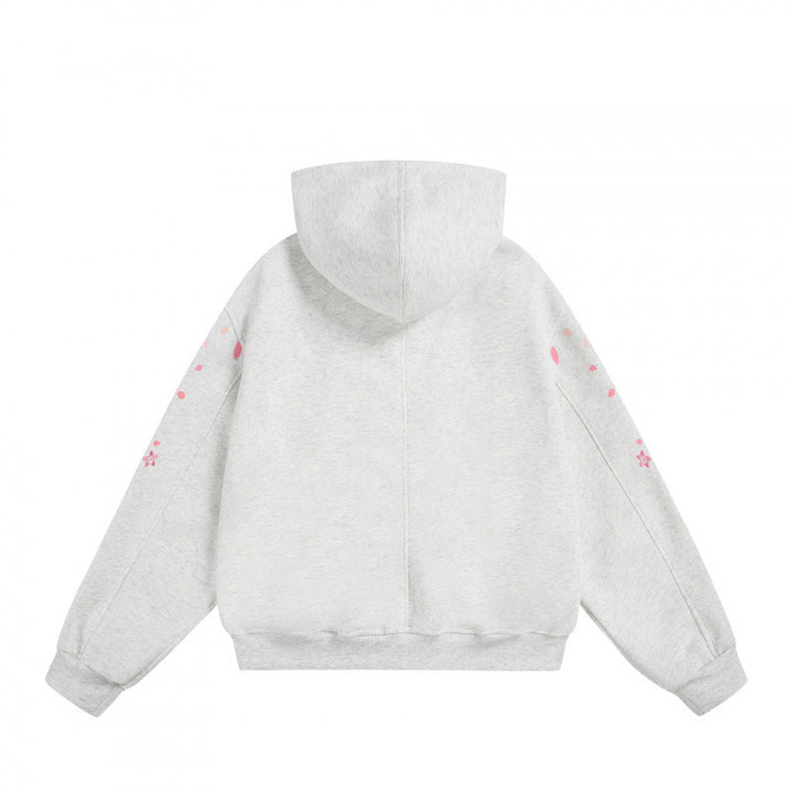 Unisex Oversize-Kapuzensweatshirt mit Kirschblüten-Print, Kängurutasche und lockerem Schnitt Drune