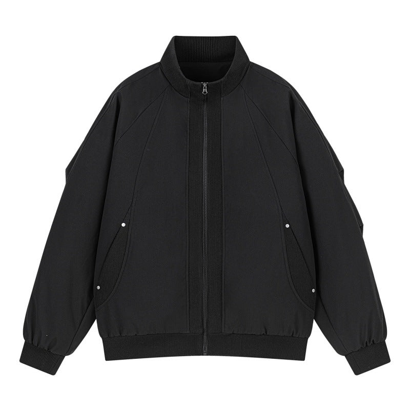 Damen Oversize Bomberjacke mit Raglanärmeln, Stehkragen und Eingrifftaschen Drune