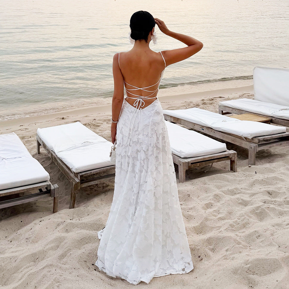 Damen elegantes Abendkleid mit Wasserfallausschnitt