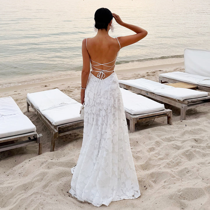 Damen elegantes Abendkleid mit Wasserfallausschnitt