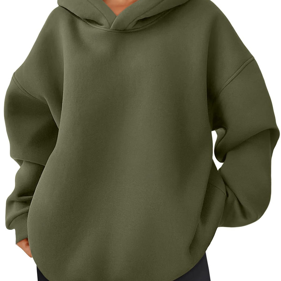Damen nan kastiger Kapuzenpullover mit doppellagiger Kapuze, überschnittener Schulter und längerem Rückenteil Drune