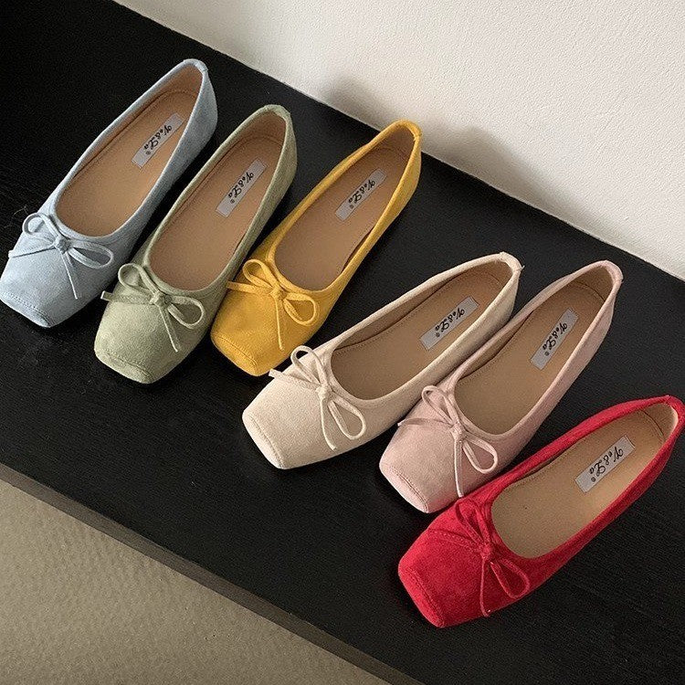 Damen Ballerinas aus hochwertigem Wildleder mit filigranem Schleifendetail Drune
