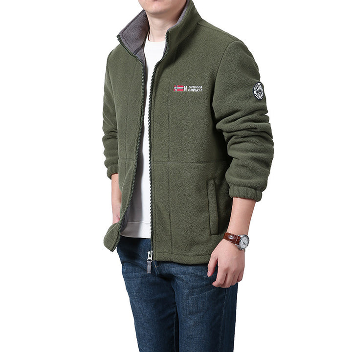 Herren Fleecejacke mit Stehkragen, durchgehendem Reißverschluss und Teddy-Innenfutter Drune