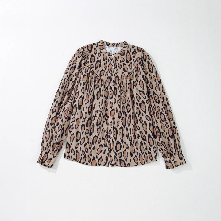 Damen Bluse mit voluminösen Ärmeln und luxuriösem Leo-Print Drune