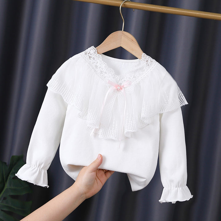 Mädchen Langarmshirt mit eleganter Spitzenverzierung Drune