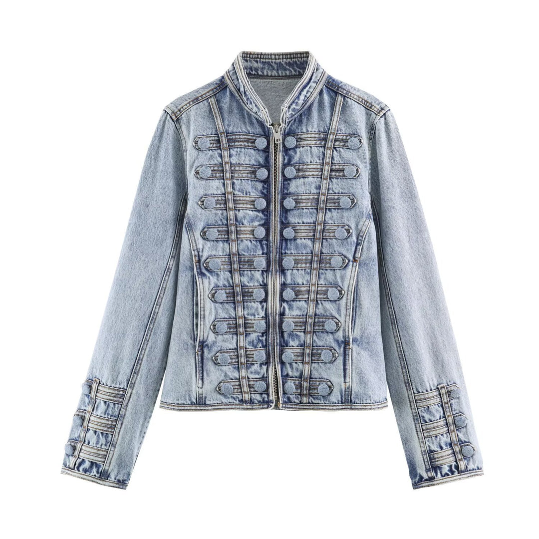 Damen Taillierte Kurzjacke im historischen Uniformstil mit Stehkragen Drune