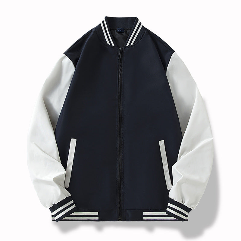 Herren College-Bomberjacke im Varsity-Stil mit kontrastierenden Ärmeln und gerippten Saumbündchen Drune