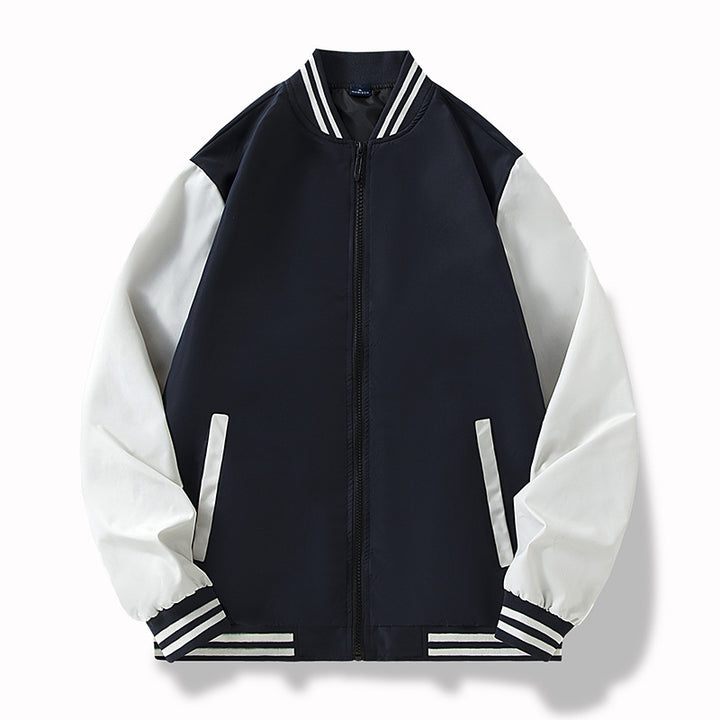 Herren College-Bomberjacke im Varsity-Stil mit kontrastierenden Ärmeln und gerippten Saumbündchen Drune