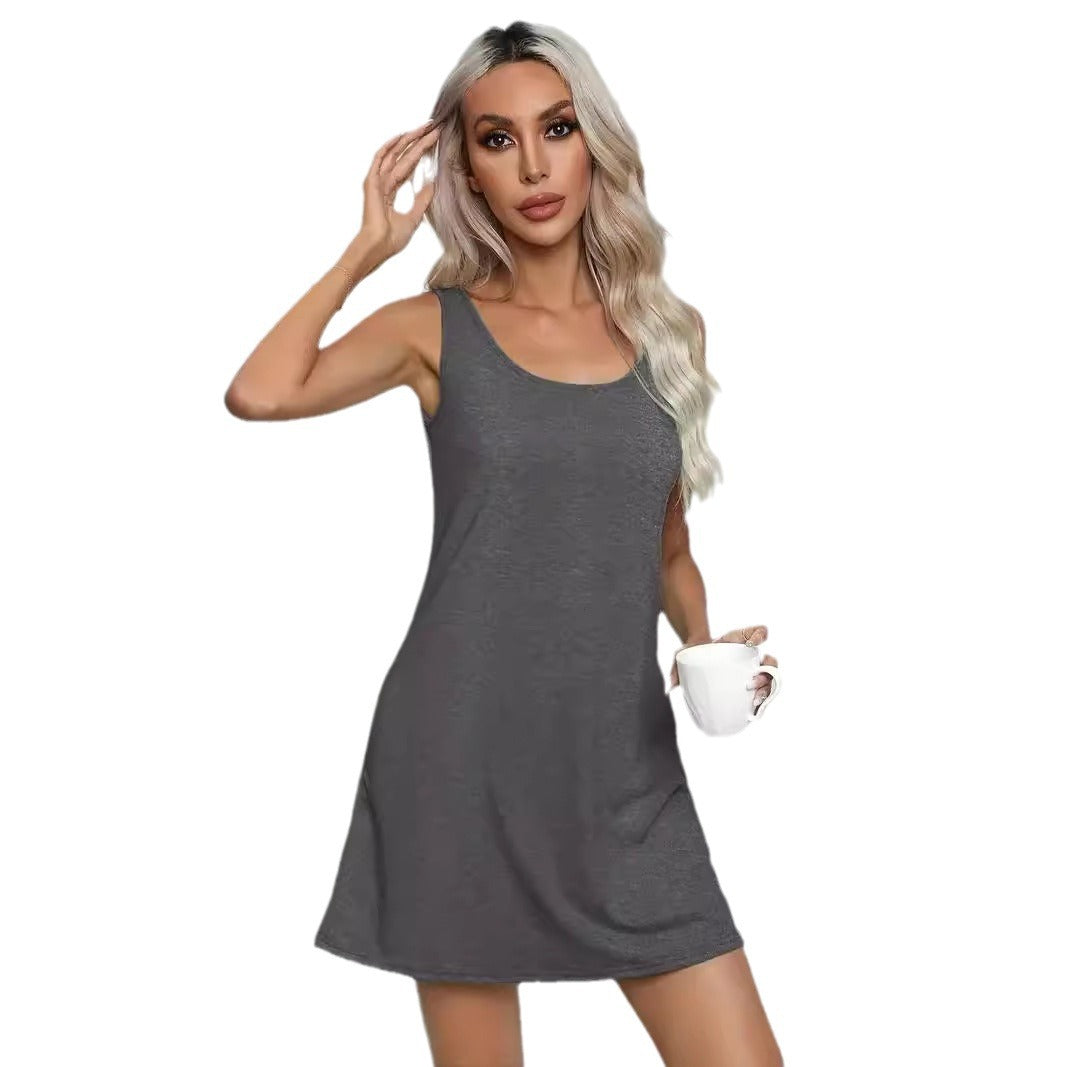 Damen lässiges Nachtkleid mit dünnen Trägern und körperbetontem Schnitt Drune