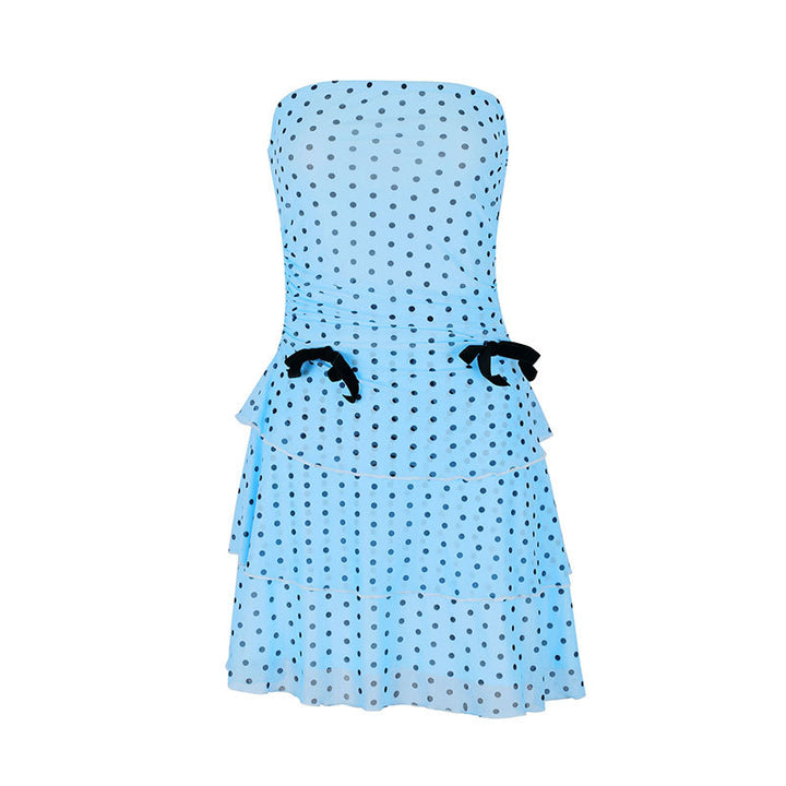 Damen Minikleid mit Punkten und Rüschen Drune
