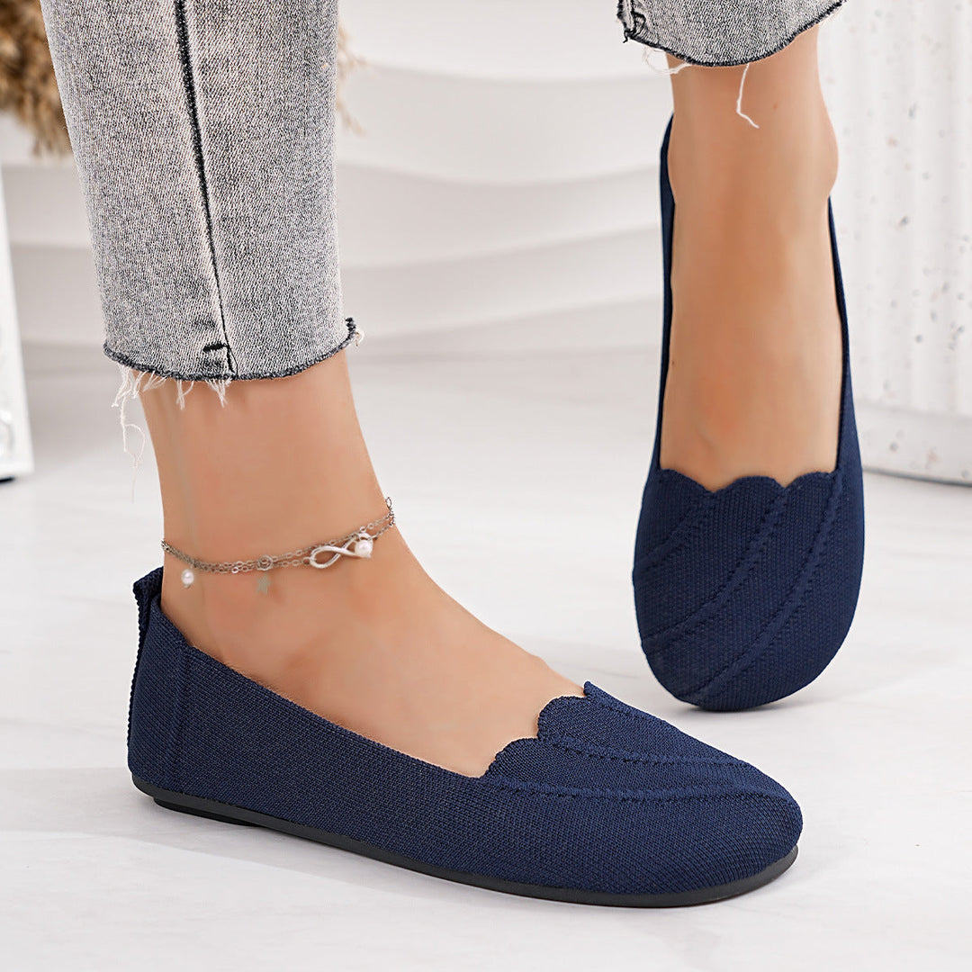 Damen Ballerinas mit elegantem Wellenmuster und rutschfester Sohle Drune
