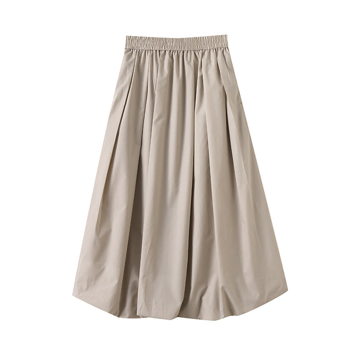 Damen Eleganter Midirock mit elastischem Bund und voluminösem Schnitt Drune