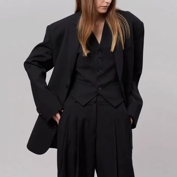 Damen Eleganter Oversize-Blazer mit passendem Hosenanzug Drune