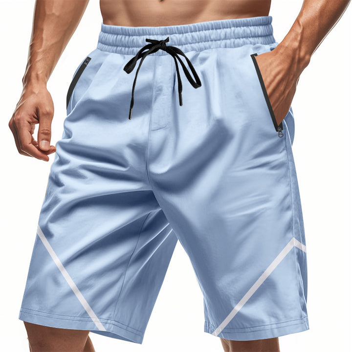 Herren nan atmungsaktive Trainingsshorts mit Reißverschlusstaschen und elastischem Tunnelzugbund Drune