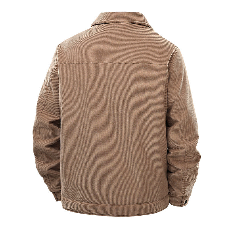 Herren Cordjacke im lässigen Worker-Style mit Druckknopfverschluss und seitlichen Eingrifftaschen Drune