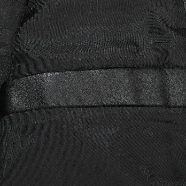 Herren Slim-Fit Kunstleder-Reißverschlussjacke mit Stehkragen und Nahtpaneelen Drune