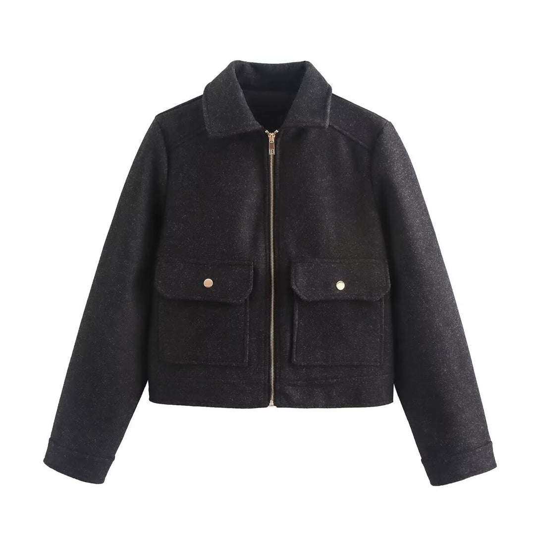 Damen stylische Bomberjacke mit praktischen aufgesetzten Taschen Drune
