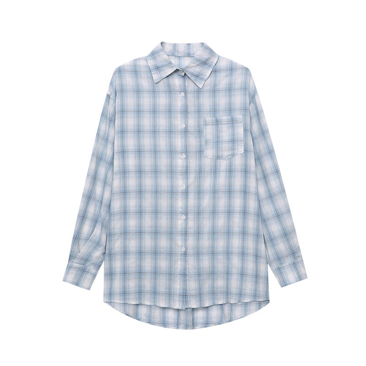 Damen lässige Karobluse mit Knopfdetails und Knotenschluss Drune