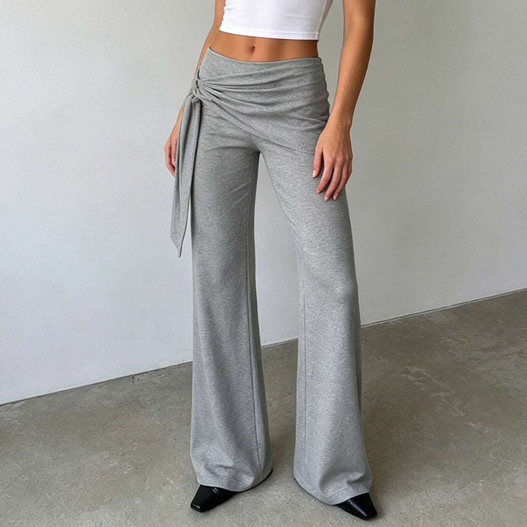 Damen Flair-Loungehose mit Wickelbund, Bindeschal und weitem Schlag Drune