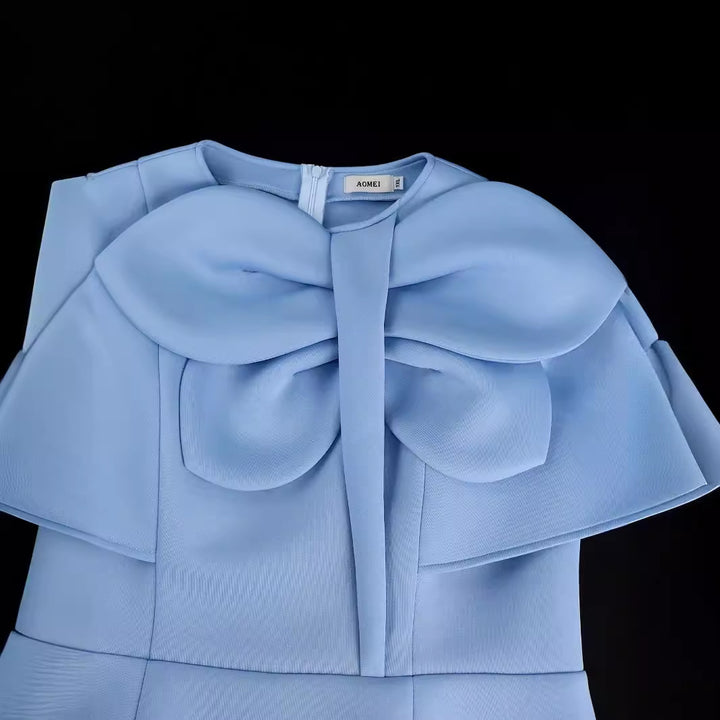 Damen Elegantes Kleid mit voluminösem Schleifenakzent Drune