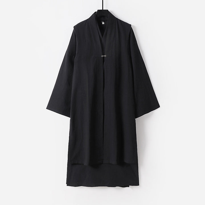 Unisex Langer Oversize-Kimono‑Mantel mit dezentem Knebelverschluss und weiter Silhouette Drune