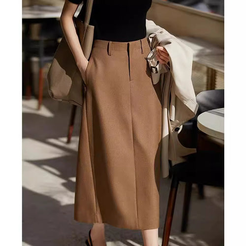 Damen Hochtaillierter, eleganter A-Linien Rock Drune