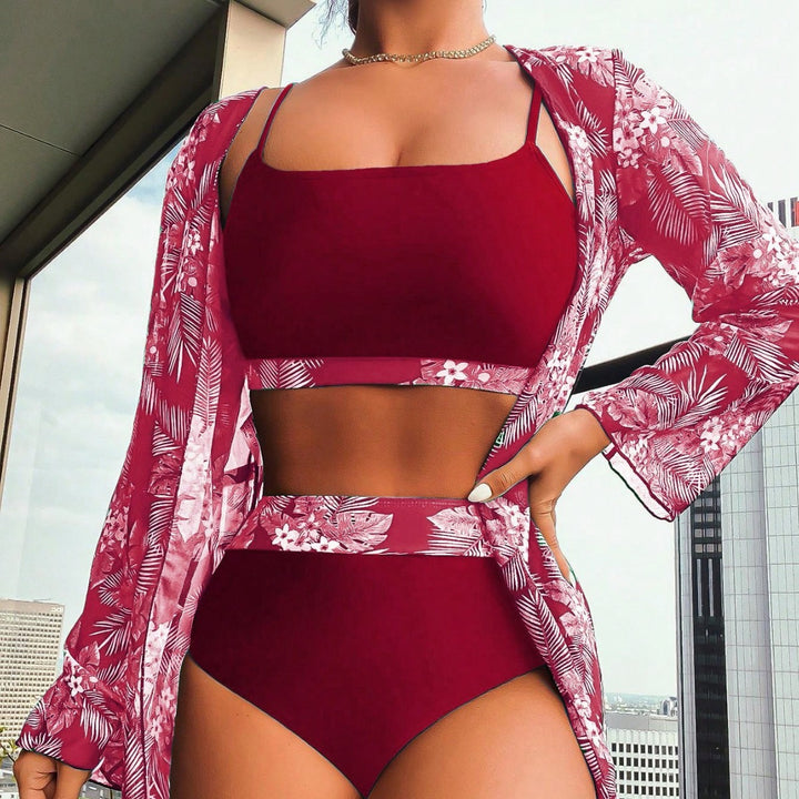 Damen Raffiniertes Bikini-Set mit transparentem Wickeltuch Drune