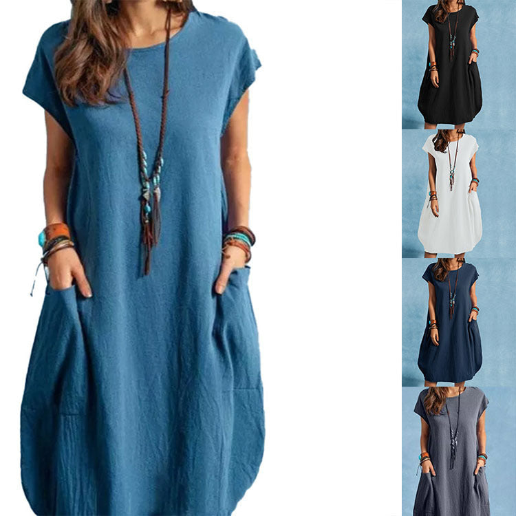 Damen luftiges Sommerkleid mit praktischen Taschen und modernem Schnitt Drune