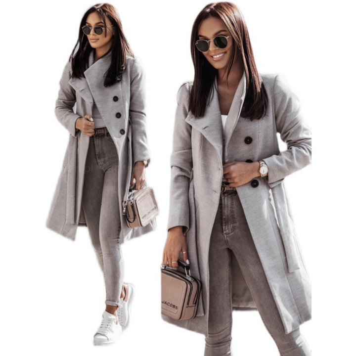 Damen Eleganter, taillierter Wintermantel mit tiefen Taschen und schickem Revers Drune