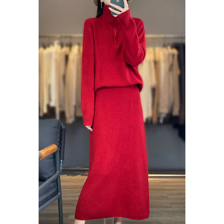 Damen Strickpullover mit hochschließendem Kragen und Reißverschluss Drune