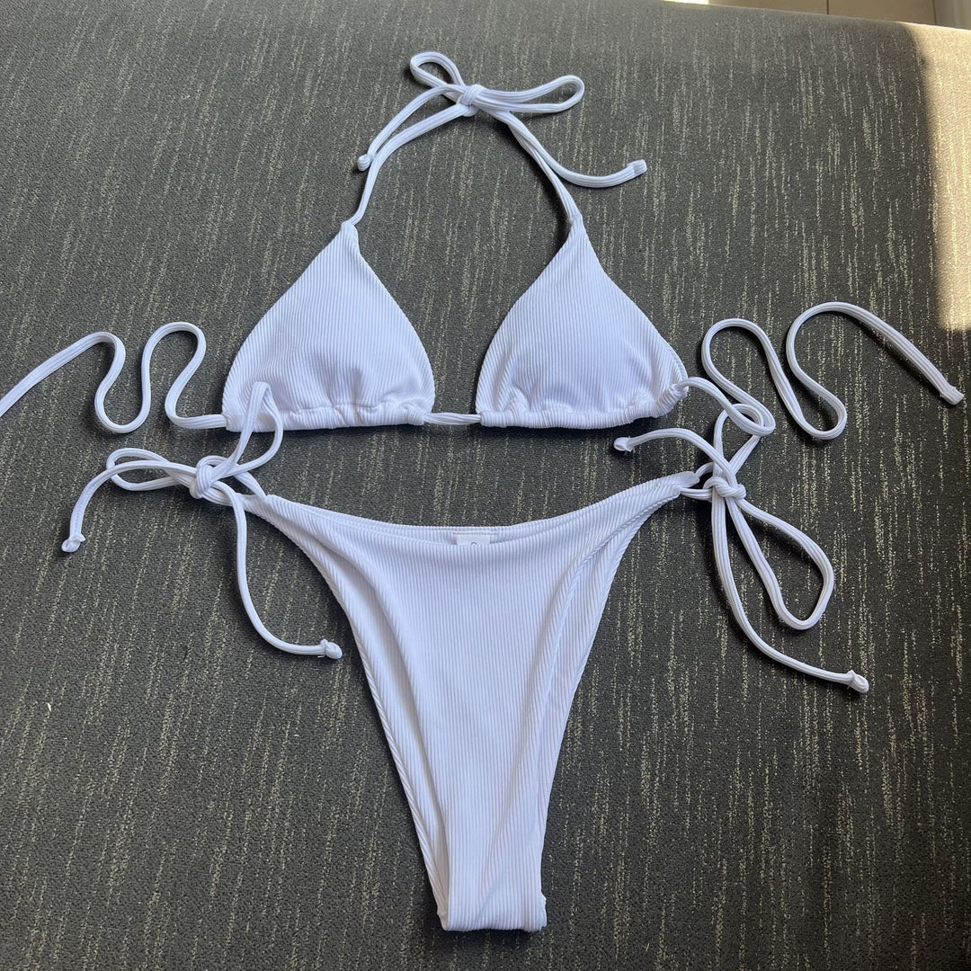 Damen Triangel-Bikini mit verstellbaren Trägern und Ripp-Design Drune