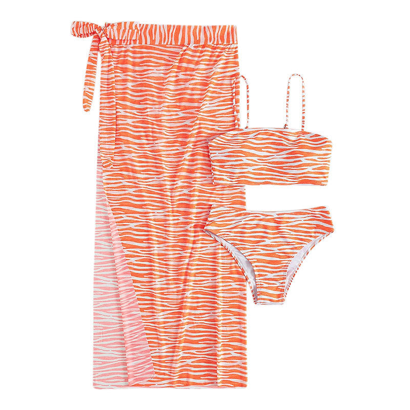 Damen Zweiteiliges Strand-Bikini-Set mit kreativem Design und modischem Wickelrock Drune