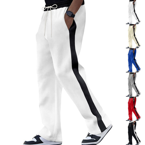 Herren Weite Trackhose mit Kontrastseiten, Tunnelzug und geripptem Bund Drune