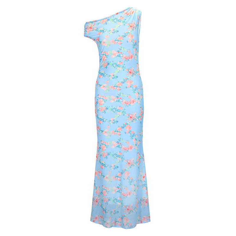 Damen Maxikleid mit asymmetrischem Schnitt und floralem Muster Drune