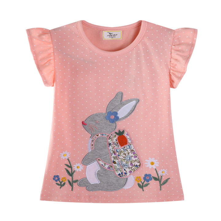 Mädchen T-Shirt mit niedlicher Hasenapplikation Drune