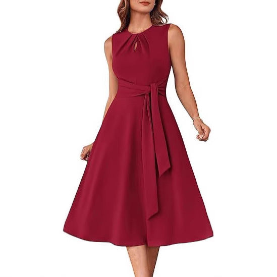 Damen Midi-Kleid mit schickem Bindegürtel und elegantem Schnitt Drune