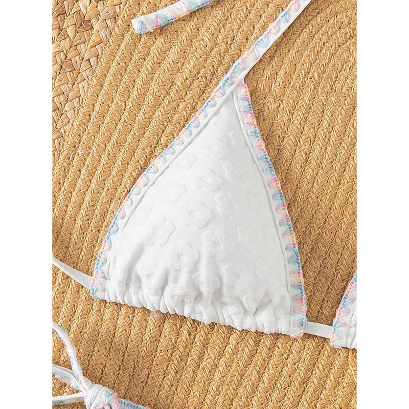 Damen Triangel-Bikini mit raffinierten Bindebändern und floralen Akzenten Drune
