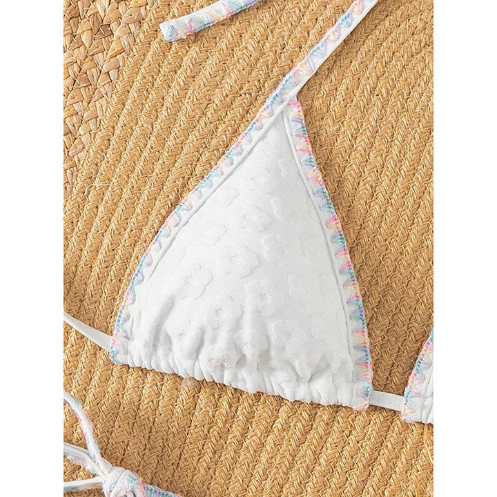 Damen Triangel-Bikini mit raffinierten Bindebändern und floralen Akzenten Drune