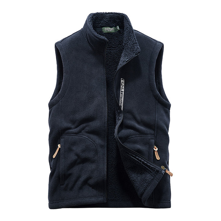 Herren Wattierte Fleece‑Teddyweste mit Sherpa‑Innenfutter, Stehkragen und Reißverschluss Drune