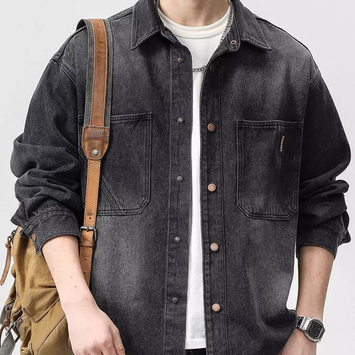 Herren Denim-Hemdjacke im lässigen Schnitt mit praktischen Taschen Drune