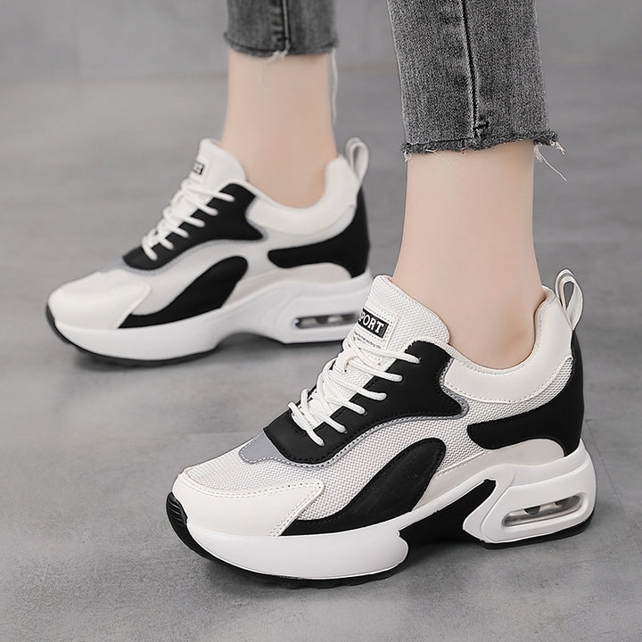 Damen nan dynamischer Retro-Sneaker mit sichtbarer Fersen-Dämpfung, strukturiertem Mesh-Obermaterial und Zuglasche Drune