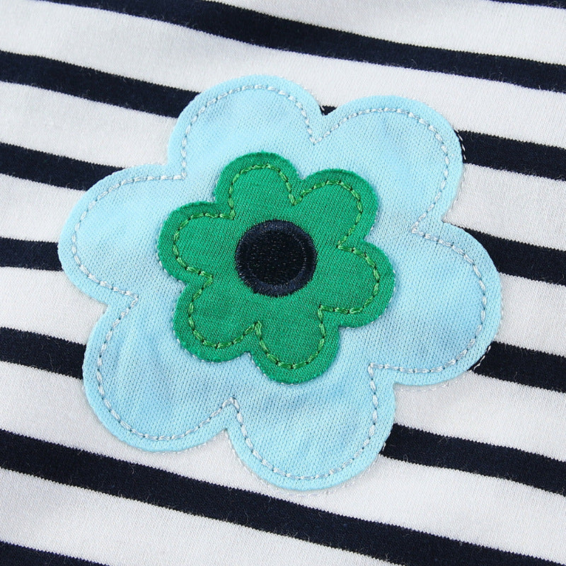 Mädchen T-Shirt Kleid mit bunten Blumenapplikationen Drune